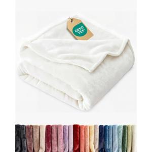 Ultra Soft Fleece Blanket Twin Size - Flannel Fleece Luxury Twin Blanket - Lightweight for Couch Bed Chair - Thick, Warm and Breathable - All Season Cozy Fuzzy, Anti-Static Microplush Bedding, White