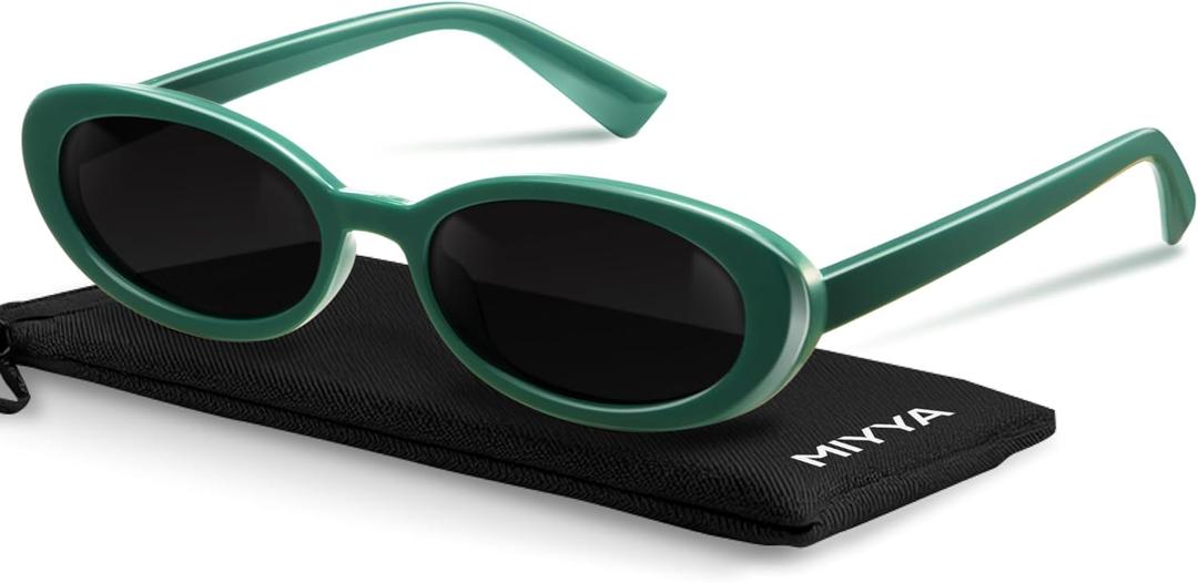 miyya Trendy Polarized Sunglasses Women, Oval Sunglasses for Women Men, Retro Sun Glasses for Women 2024, UV Protection (Zuccini/Dark Green)