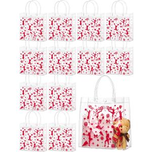 Sweetude 24 Pcs Cheer Clear Treat Bags with Handles for Cheer Team Cheerleader Gift Bag Bulk Cheerleader Party Supplies