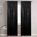 Partisout Sequin Backdrop Photo Glitter Backdrops Sparkle Background 2 Panels Blackout Curtains Photography Payette Outdoor Curtain for Party Wedding (Black) (24"W x 84"L (Pack of 2))