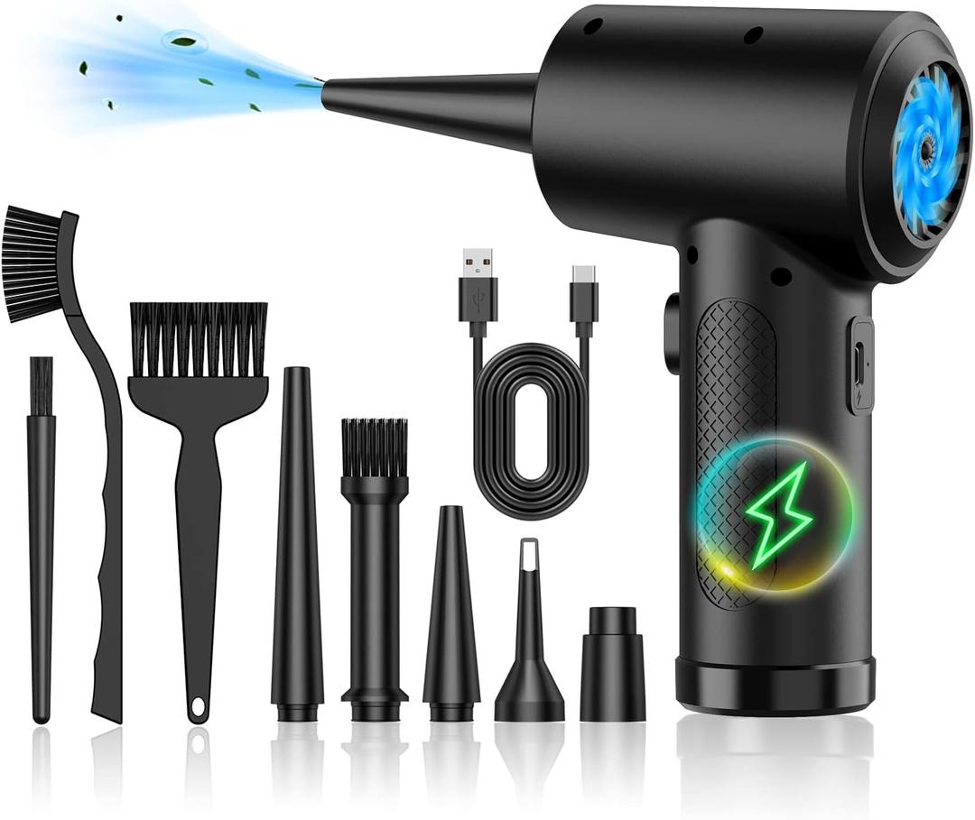 Electric Compressed Air Duster - 91000RPM High-Power Cordless Rechargeable Air Blower for PC, Keyboard, Computer & Electronics Cleaning - Portable Air Can Replacement for Office, Car, Home & Dusting