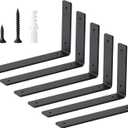 Heavy Duty Shelf Brackets Floating L Shelf Bracket, Brackets for Shelves, L 10" x H 6" x W1.5 Wall Shelf Brackets for DIY, Suitable for Study, Kitchen, Living Room, Bathroom (Black, 6 Pack)