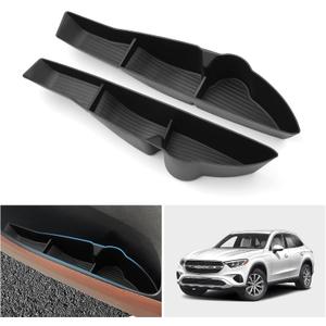Shademax Car Rear Door Organizer Tray for Mercedes Benz GLC300 2023 2024 2025 2026 Accessories GLC300 Side Storage Box Car Door Slot Pocket Insert Tray Protector TPE Material Black Set of 2