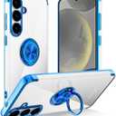 Tnarru Designed for Samsung Galaxy S25 Clear Case with Stand [Magnetic Ring Holder Kickstand] Soft TPU Bumper Non-Yellowing Anti-Scratch Lightweight Slim for Samsung Galaxy S25 Case Blue