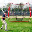 MONOJOY 7x7ft Baseball Practice Net for Hitting & Pitching,Training Net with Big Strike Zone or Batting Tee & 9-Pocket Target, Heavy-Duty Softball Net with Carry Bag for Backyard, Indoor Outdoor Use