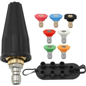 Pressure Washer Turbo Nozzle 4000 PSI, 9-Pack High Pressure Washer Nozzle Tip Kit, Rotating Turbo Nozzle 4.0 Orifice, 5 Tips with Holder