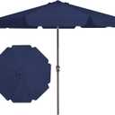 JEAREY 9 FT Patio Umbrella Outdoor, Table Umbrellas Market Umbrella w/Push Button Tilt/Crank, 8 Sturdy Ribs(Navy Blue)