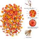 Ivydale 2 PCS Artificial Fall Hanging Flowers Fake Petunias Outdoor, Silk Faux Morning Glory Flowers with Eucalyptus,UV Resistant Realistic Mums Plants for Home Garden Decor (Fall Orange+Yellow)