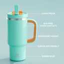 ENCOOL 32 oz Tumbler with Handle and Straw: Stainless Steel Insulated Tumbler Keeps Cold for 24 Hours, Leakproof Travel Cup Fits in Cup Holder and BPA-Free,Soft Cyan