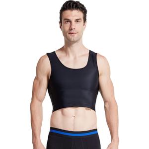 BaronHong Men Hide Gynecomastia Pullover Chest Binder Compression Slimming Undershirt Male Corset Tank Tops (Medium, Black)
