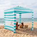 UPWELL Beach Tent Easy Set Up Canopy Sun Shelter Shade with UPF 50+UV Protection Portable Beach Umbrella Outdoor Sunwall with Sand Pockets for Fishing Backyard Camping(Mint Sorbet), 5.9 ft*5.9 ft