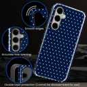 Case for Samsung Galaxy S25, Hybrid Heavy Duty 2 in 1 Full Body Rugged Shockproof Protection Glossy Case for Samsung Galaxy S25 Polka Dot Aesthetics Navy Blue