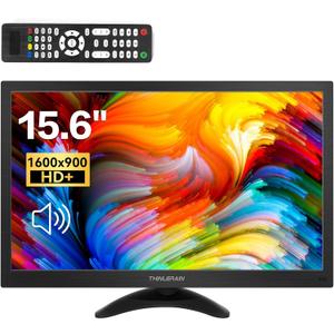 15.6 Inch Computer Monitor 1600x900 Small PC Monitor with HDMI VGA AV BNC USB Ports, 60Hz, 5Ms, VESA, Remote Control, Mini Display Built-in Speakers for Office Home