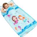 EVERYDAY KIDS Toddler Nap Mat with Removable Pillow -Underwater Mermaids- Carry Handle with Fastening Straps Closure, Rollup Design, Soft Microfiber for Preschool, Daycare Sleeping Bag, Ages 2-6 years