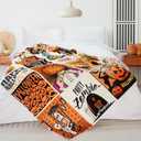 Halloween Throw Blanket Funny Flannel Ghost Pumpkin Blankets Ultra Soft Cool Trick or Treat Blanket Vintage Black Cat Spooky Bed Couch Cover Warm Plush Gifts Blankets for Adults Kids 60" X 80"