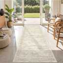 Kitchen Runner Rug Non Slip - 2.5 x 8 Runners for Hallways, Entryway, Bedroom, Washable Runner Rugs for Bathroom, Laundry Room, Low Pile Soft Vintage Area Rug(2.5'x8', Beige/Ivory)