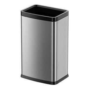 25L/6 Gallon Stainless Steel Square Trash Can, Large Kitchen Garbage Can, Office Commercial Trash Bin Silver Garbage Can, Large Open Top Waste Basket (25L Silver) (11.8in Long 8.6in wide 19.6in tall)