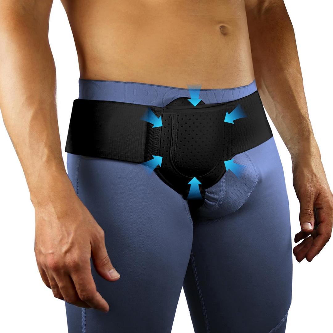 Hernia Belts for Men Inguinal, Hernia Support for Women and Men, Hernia Truss for Left or Right Side, Groin Belt, Adjustable Waist Strap with Removable Compression Pads