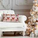 Coquette Pink and Red Christmas Bow Santa Pillow Covers 12x20 Double-Sided, Preppy Christmas Decor, Winter Holiday Stripes Decorative Pillow Covers for Home Bedroom Living Room