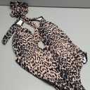 Lilosy Sexy Lace Up Plunge Neck Backless High Waisted Low Cut Leg Rise Thong Cheeky Brazilian 1 Piece Bikini Swimsuit Women Back Bathing Suit Tie Criss Cross Monokini Leopard Small