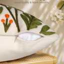 Embroidered Throw Pillow Cover 18x18 Inch - Spring Summer Boho Decorative Pillow Cover with Zipper for Living Room Couch Sofa Bed Aesthetic Design Flower Cluster Cushion Pillowcase