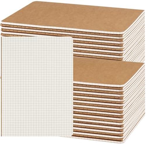 50 Pack A5 Kraft Notebooks Bulk, 8.15x5.5 Inches Graph Paper Journaling Notebooks, Notebooks for Work, Composition Notebooks for School, Journal Notebooks for Office, 60 Pages
