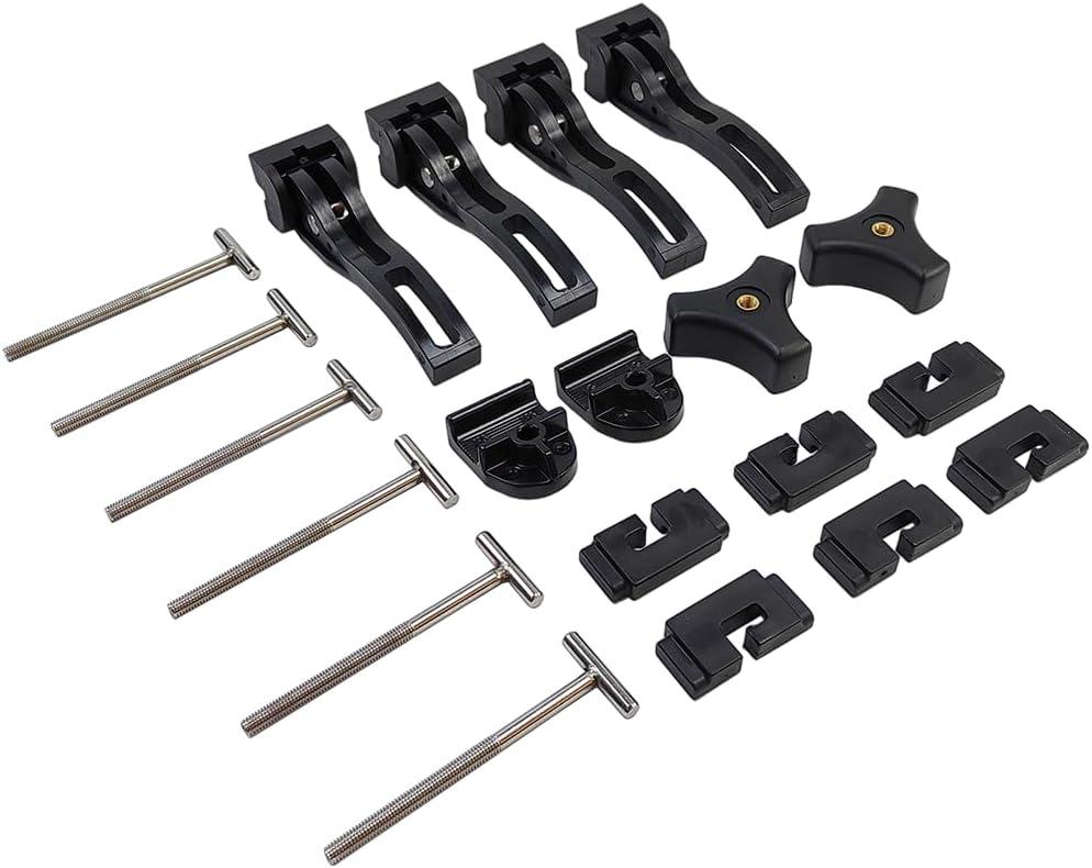 Truck Tonneau Cover Replacement Installation Accessory | Fit for Tri-fold & Quad-fold Truck Bed Cover Hard Folding | Include T-bar (T-Bolt), Tonneau Cover Front Clamp, 4X Rear Clamp