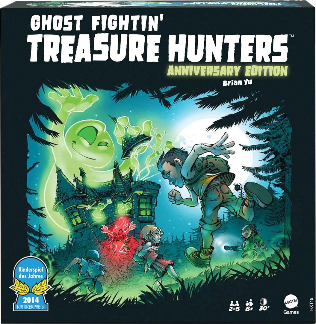 Mattel Games Ghost Fightin Treasure Hunters Anniversary Edition Board Game, Cooperative Family Game with Two Ways to Play Including a One vs All Mode for 2-5 Players