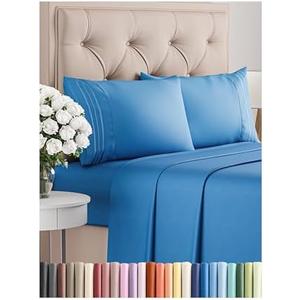 Full Size 4 Piece Sheet Set - Comfy Breathable & Cooling Bed Sheets Set - Hotel Luxury Bedding for Women, Men, Kids, Teens, Boys & Girls - Deep Pockets, Soft and Wrinkle Free - Oeko-Tex - Royal Blue