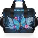 STAYTOP Pretty Butterfly Leakproof Reusable Insulated Cooler Lunch Bag,with Detachable Shoulder Strap, Used for School Women and Men Work Picnic Beach Lunch Bag Organizer Tote Bag