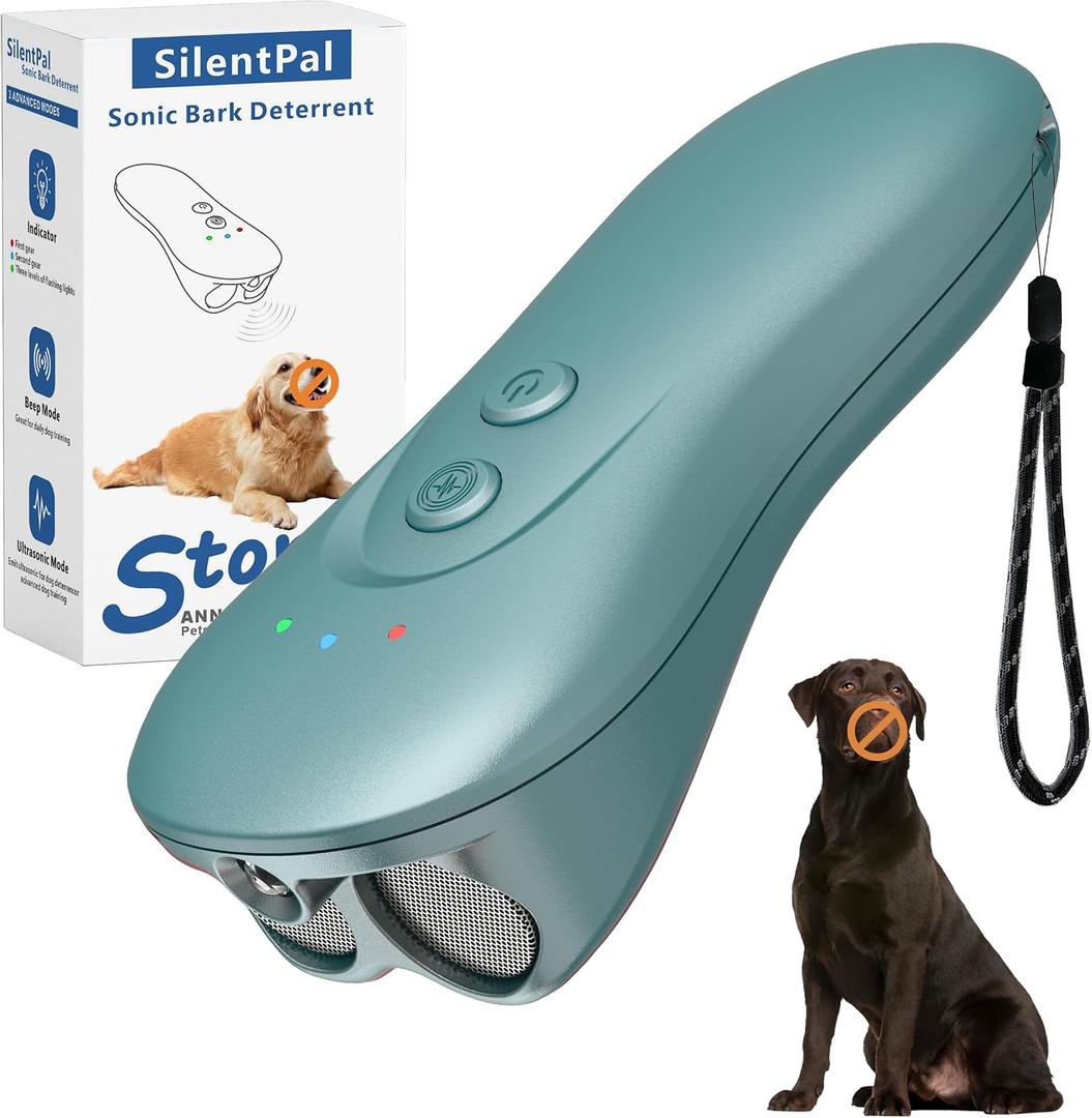 Dog Bark Deterrent Device,Anti-Barking Device,Up to 15Ft Long Range & Rechargeable Bark Control,Stop Barking Dog Devices,Safe for Dogs Training,Indoor & Outdoor（Green）