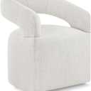 Upholstered Dining Chairs with Casters Modern Barrel Side Armchair with Rollers for Diningroom Bedroom Livingroom Reading Room, Beige, 1PCS