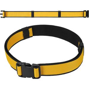 Tool Belt with Plastic Buckle, 2-Inch Adjustable Electrician Work Belt, Adjusts to Fit a 57-Inch(145cm) Waist, Double Webbing Heavy Duty Work Tool Belt - Black and Yellow
