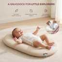 Momcozy Baby Lounger, Infant Support Cushion with Soft Breathable Natural Cotton Cover, Great for Newborns, Portable & Machine WashableSoft Taupe
