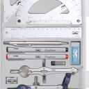 Mr. Pen- Professional Geometry Set, 15 pcs, Geometry Kit for Artists and Students, Geometry Set, Metal Rulers and Compasses, Drawing Tools, Drafting Supplies, Drafting Set, Drafting Tools and Kits (Silver)