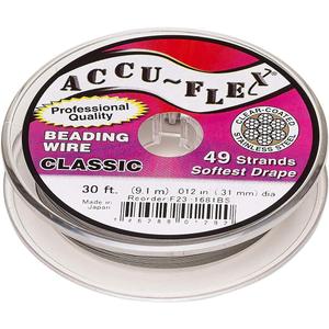 Accu-Flex Beading Wire Clear Nylon-Coated Stainless Steel 49-Strand 0.012-inch Diameter 30-Foot Spool