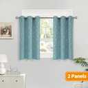 BGment Room Darkening Curtains 36 Inches Long, Grommet Thermal Insulated Blackout Curtains with Wave Line and Dots Printed for Bedroom, 2 Panels, Each 42 x 36 Inch, Aqua