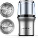 Secura Electric Coffee Grinder and Spice Grinder with 2 Stainless Steel Blades Removable Bowls