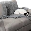 Furhaven Waterproof Throw Blanket for Dogs & Indoor Cats, Washable - Shaggy Plush Calming Long Faux Fur & Velvet Dog Blanket - Gray, Medium