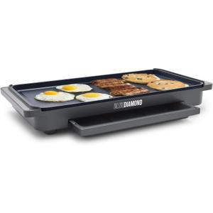 Blue Diamond 20 x 10.5 Extra Large Electric Griddle, Healthy Ceramic Nonstick Surface, Non-Toxic PFAS-Free, Temperature Control, Family Friendly, Removable Drip Tray, Easy Clean, Graphite