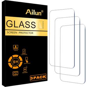 Ailun Screen Protector for iPhone 16 / iPhone 15 / iPhone 15 Pro [6.1 Inch] Display 3 Pack Tempered Glass, Dynamic Island Compatible, Case Friendly [Not for iPhone 16 Pro 6.3 Inch].