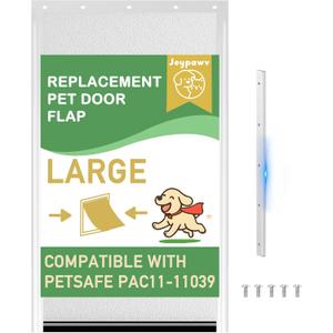 Large Pet Door Replacement Flaps with Metal Bracket and Screws, Dog Door Flap Compatible with Petsafe Freedom Doggie Door Replacement Flaps PAC11-11039 10 1/8" X 16 7/8"(Frosted Transparent)