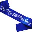 It's My 16th Birthday Sash, Royal Blue Birthday Sash for 16th Bday Party Supplies, Gifts for Girl or Boy Bday Party Favors
