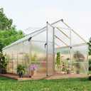 Garvee 8 x 12 FT Greenhouse, Greenhouses for Outside, Polycarbonate Greenhouse with Aluminum Frame, Lockable Door and Ajustable Roof Vent for Backyard, Green Houses for Outside Garden Backyard, Patio