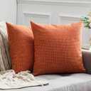 MIULEE Cross Shape Faux Linen Square Throw Pillow Case Cushion Cover Home for Sofa Chair Couch/Bedroom Decorative Pillowcase 20x20 Inch Set of 2 Orange