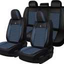 Car Seat Cover for Honda Civic 2003-2025 Full Coverage Nappa Leather Car Seat Protector, Fashion Anti-Slip Waterproof Breathable Easy to Install, Auto Interior Accessories(Full Set,Black&Blue)