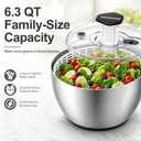 Ourokhome 6.3 QT Stainless Steel Salad Spinner, Large Lettuce Spinner with One-Hand Press Pump, Brake Button, Non-Slip Base and Retractable Handle, Vegetable Washer & Dryer for Greens, Fruits and Herb