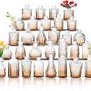 Glass Bud Vase Set of 30, Small Flower Vases, Glass Vases for Centerpieces, Vintage Home Table Decorations Bud Vases (30 Pcs, Amber)