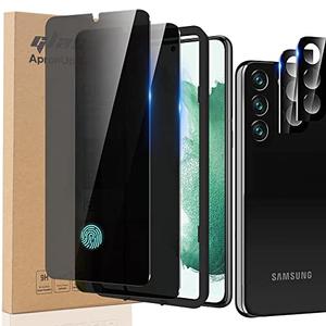 CYCFAIML 2+2 for Samsung Galaxy S24 Privacy Screen Protector Tempered Glass 6.2 Inch with Camera Lens Protector and Installation Tool Fingerprint Unlock Anti Scratch Anti Spy Case Friendly