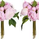 Pink Peonies Silk Flowers 2 Bouquets Pink Fake Peonies 14 Heads Faux Peony Flowers with Stems for Wedding Decoration Bride Bouquet Faux Flowers Crafts Floral Arrangement (Multi-Pink)